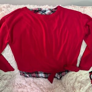 Izod Red Top with Plaid Accent